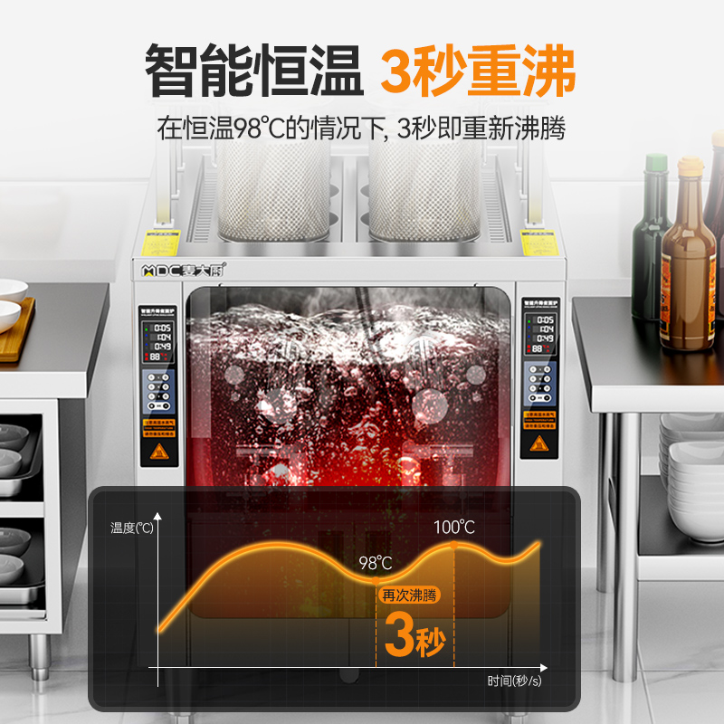 快三导师带计划赚钱升级款电热三缸9头14粉篱自动煮面炉商用