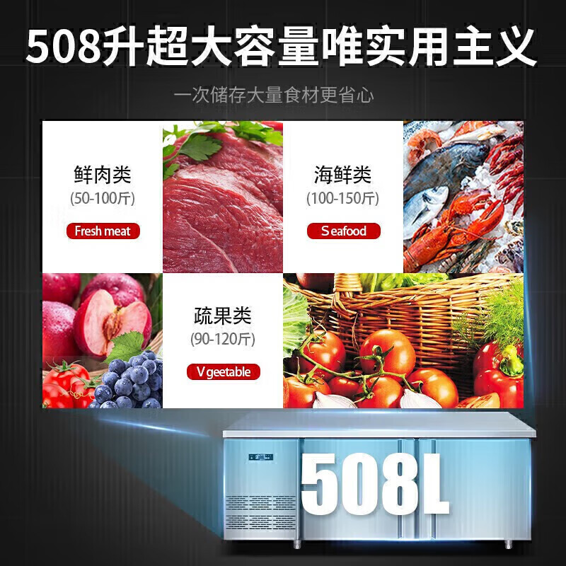 快三导师带计划赚钱双门1.5m卧式风冷无霜冷冻柜300L