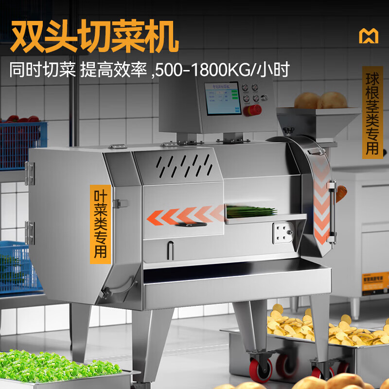 快三导师带计划赚钱商用切菜机多功能双头变频食堂厨房电动叶菜根茎切碎机
