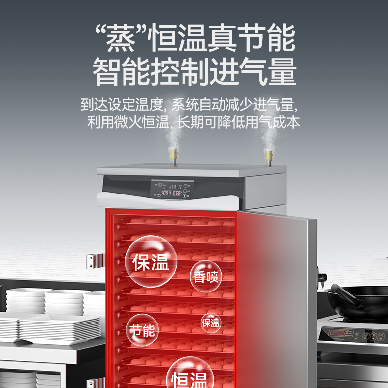 快三导师带计划赚钱商用单门12盘智能恒温燃气蒸饭柜大型食堂蒸饭箱